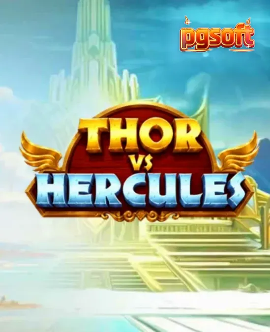 Tampilan visual slot Thor vs Hercules dengan dua karakter utama di sisi kiri dan kanan grid.